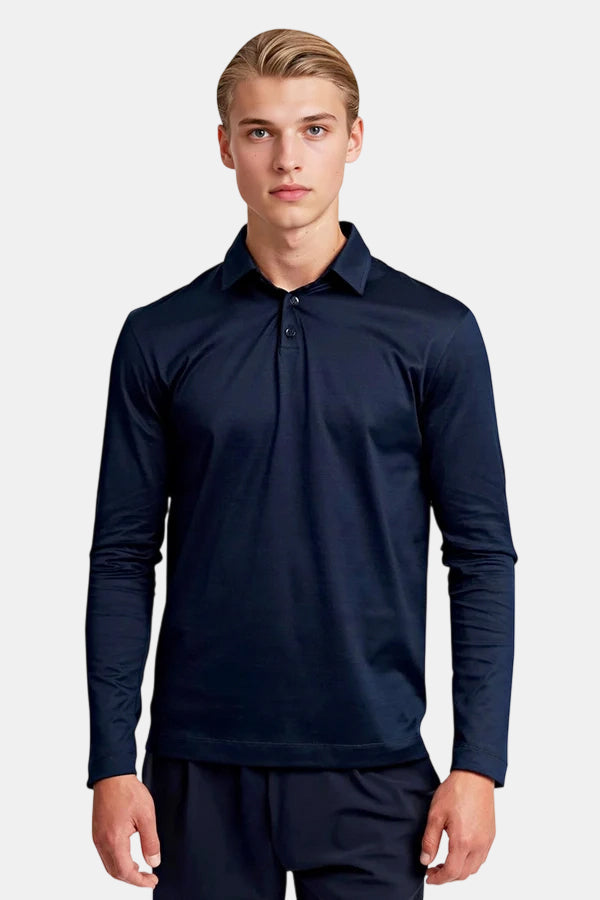 Long Sleeve Polo - Navy Blue