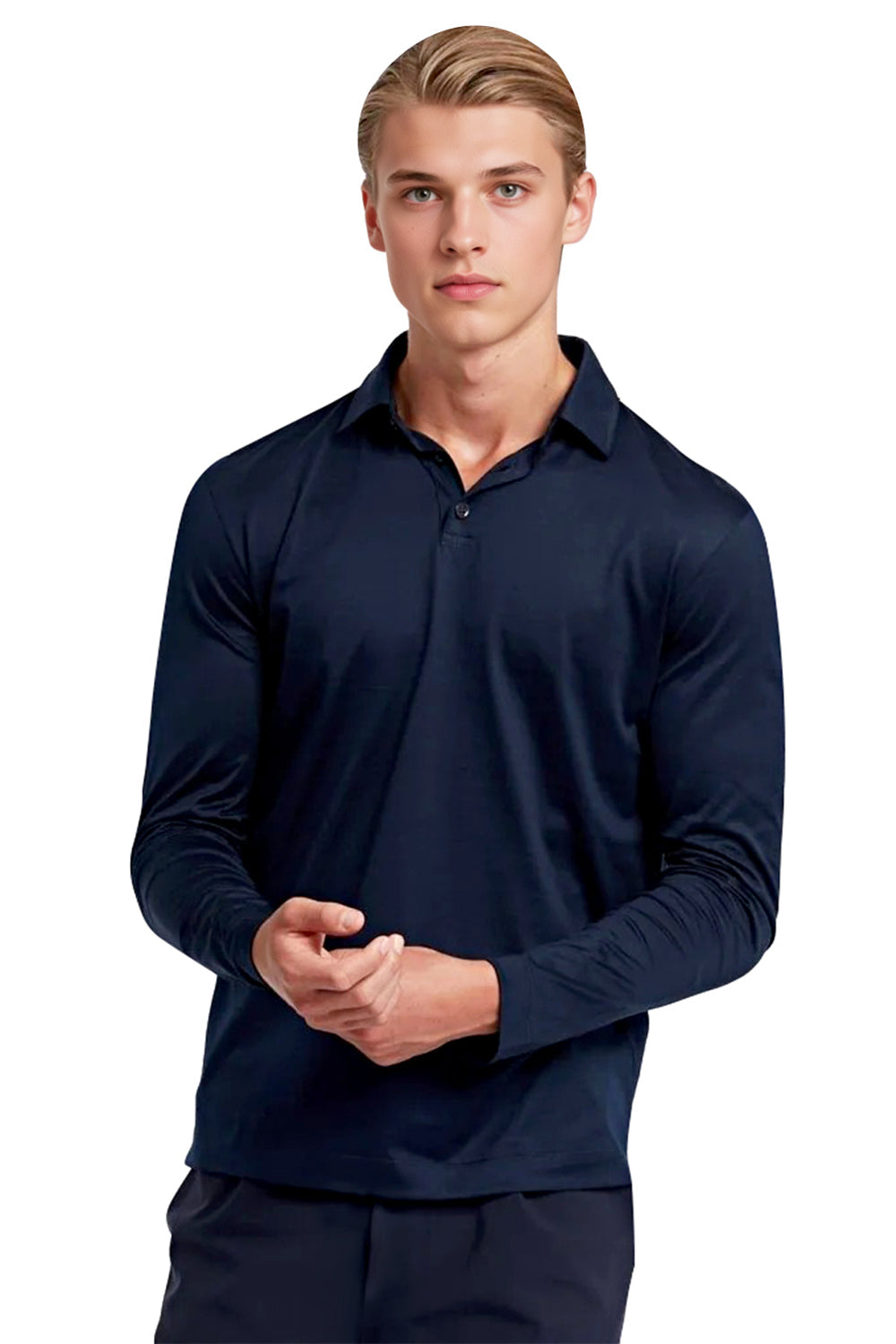 Long Sleeve Polo - Navy Blue
