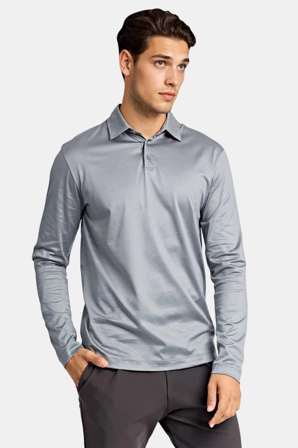 Long Sleeve Polo - Grey