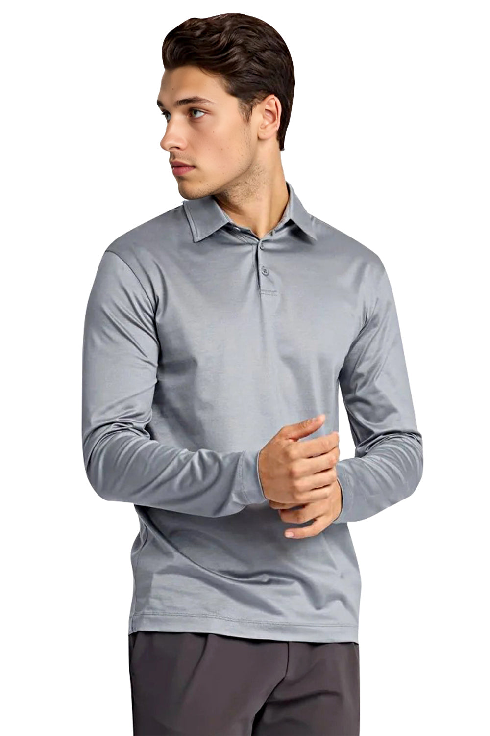 Long Sleeve Polo - Grey