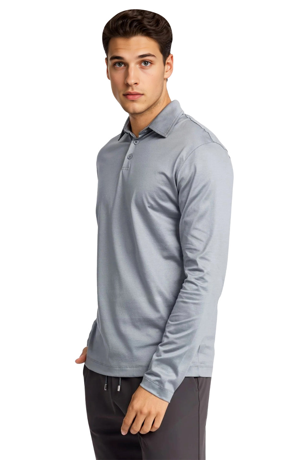 Long Sleeve Polo - Grey
