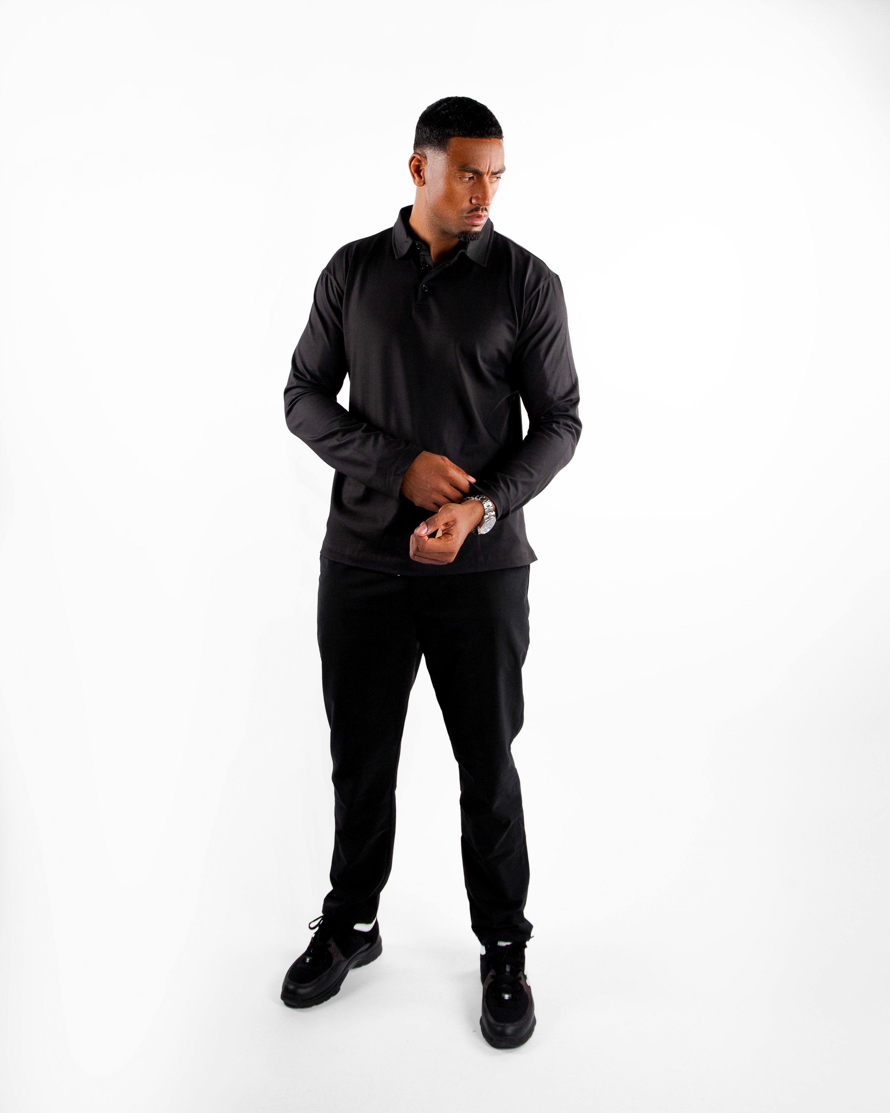 Long Sleeve Polo - Black