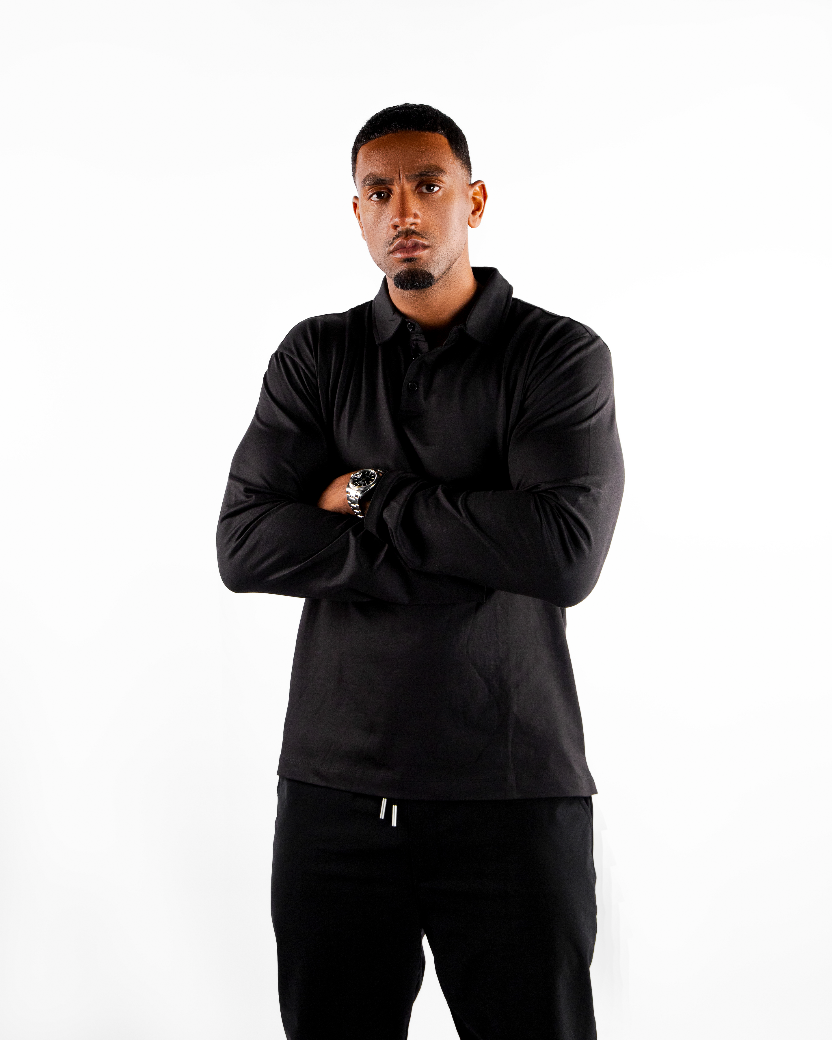 Long Sleeve Polo - Black