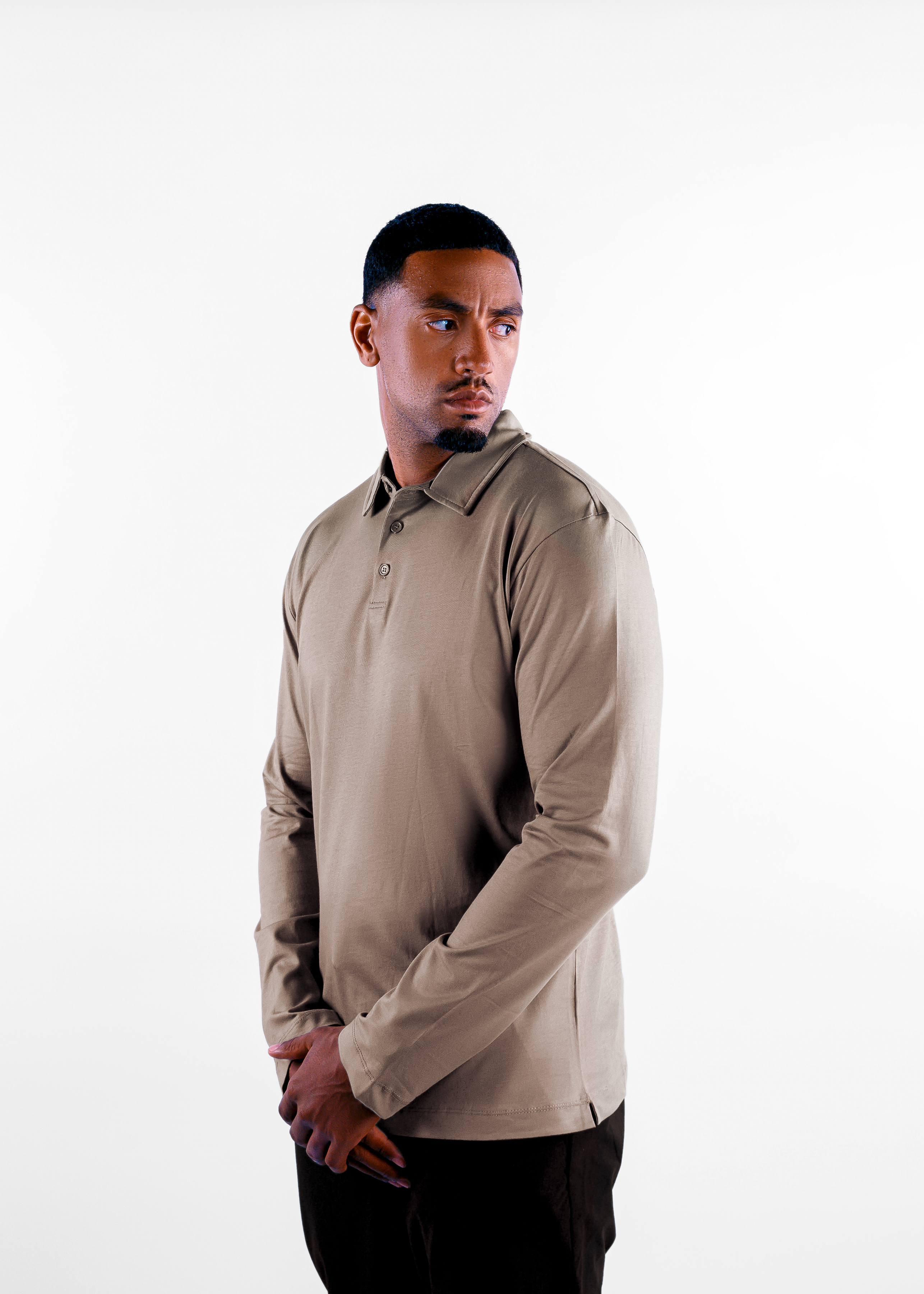 Long Sleeve Polo - Taupe