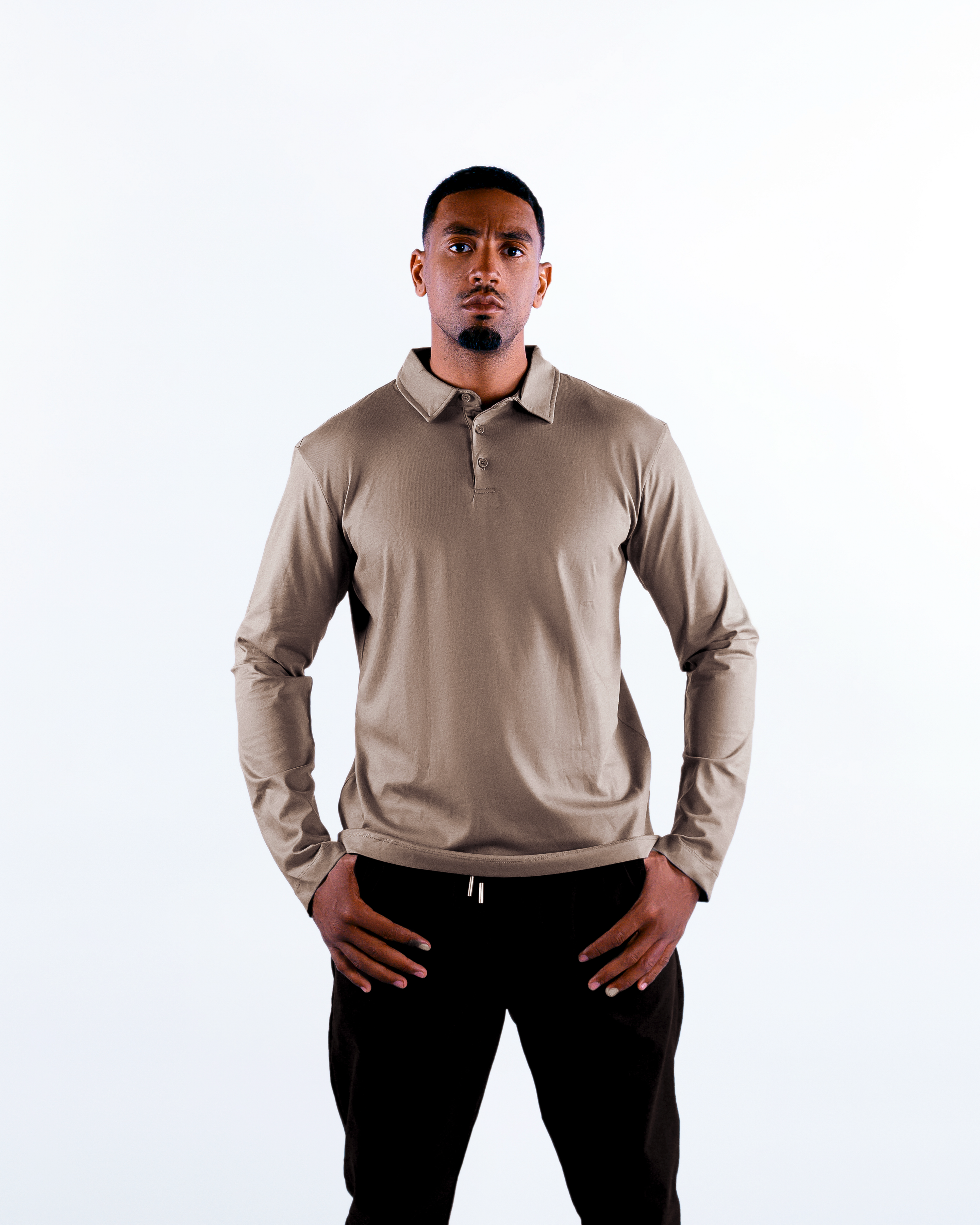 Long Sleeve Polo - Taupe
