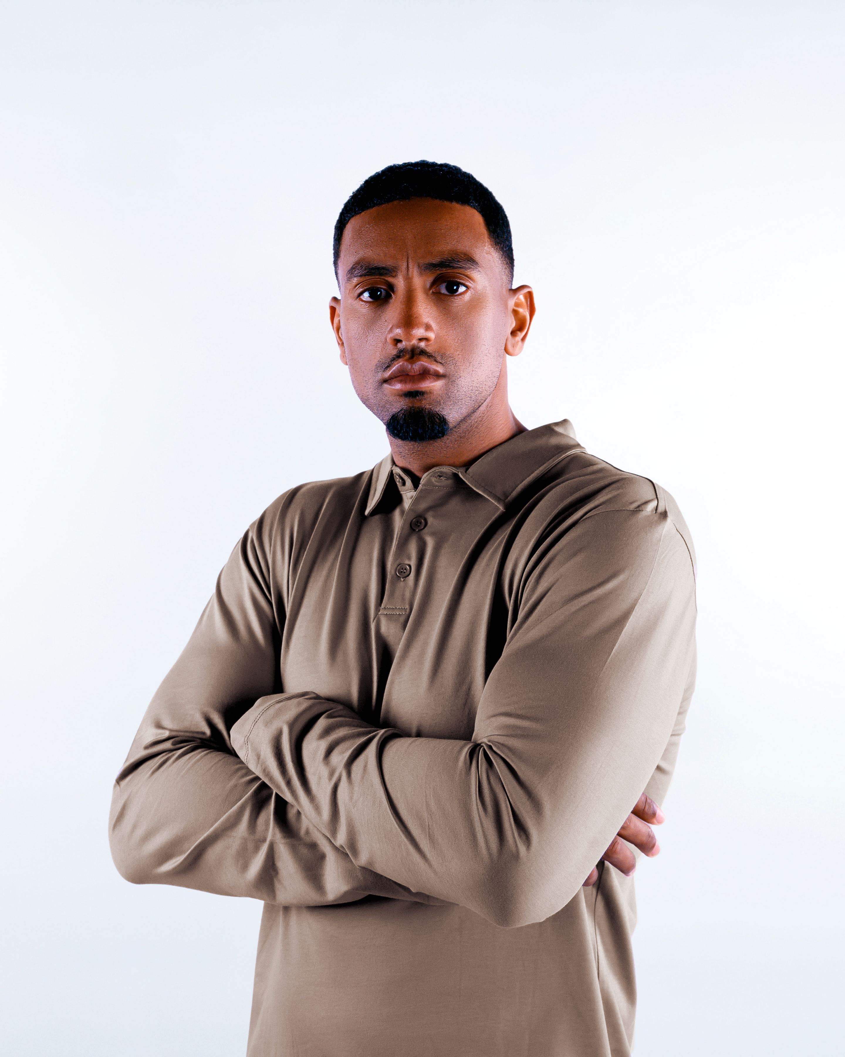 Long Sleeve Polo - Taupe